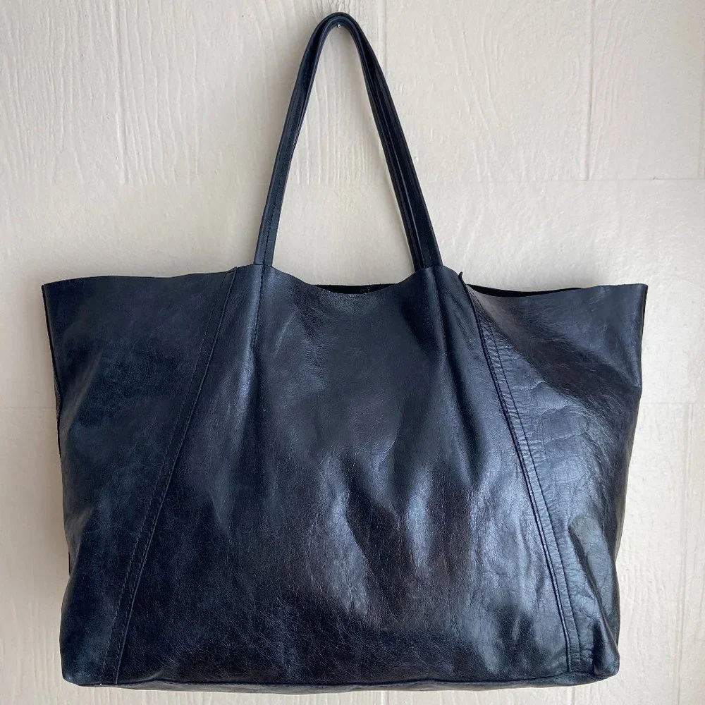 Genuine Soft Leather Minimalist Shoulder Essential Every Day Tote Bag